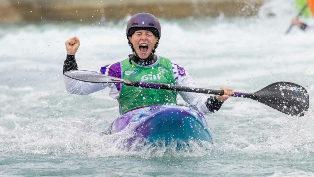 Kimberley Woods after winning a race.