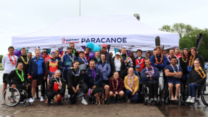 Paddle UK / British Canoeing Staff after taking part in a Paracanoe event