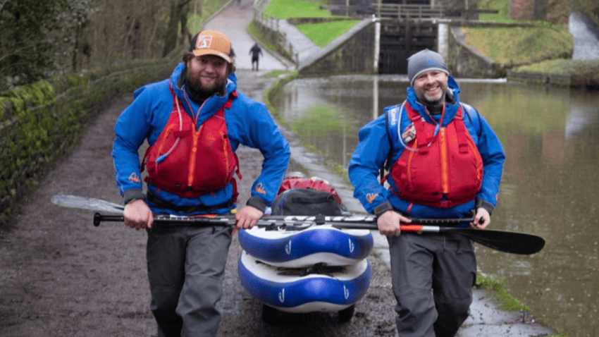 Anthony Ing and Paul Norris completing the coast to coast trail on Stand Up Paddleboards