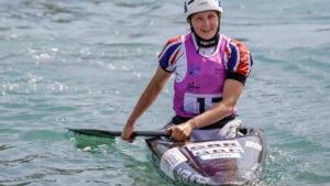 Eilidh Gibson in a kayak after competing in the Slalom World Cup.