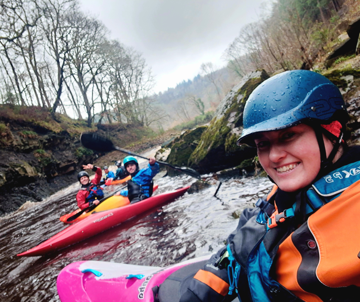 Kirstie Macmillan white water kayaking with friends