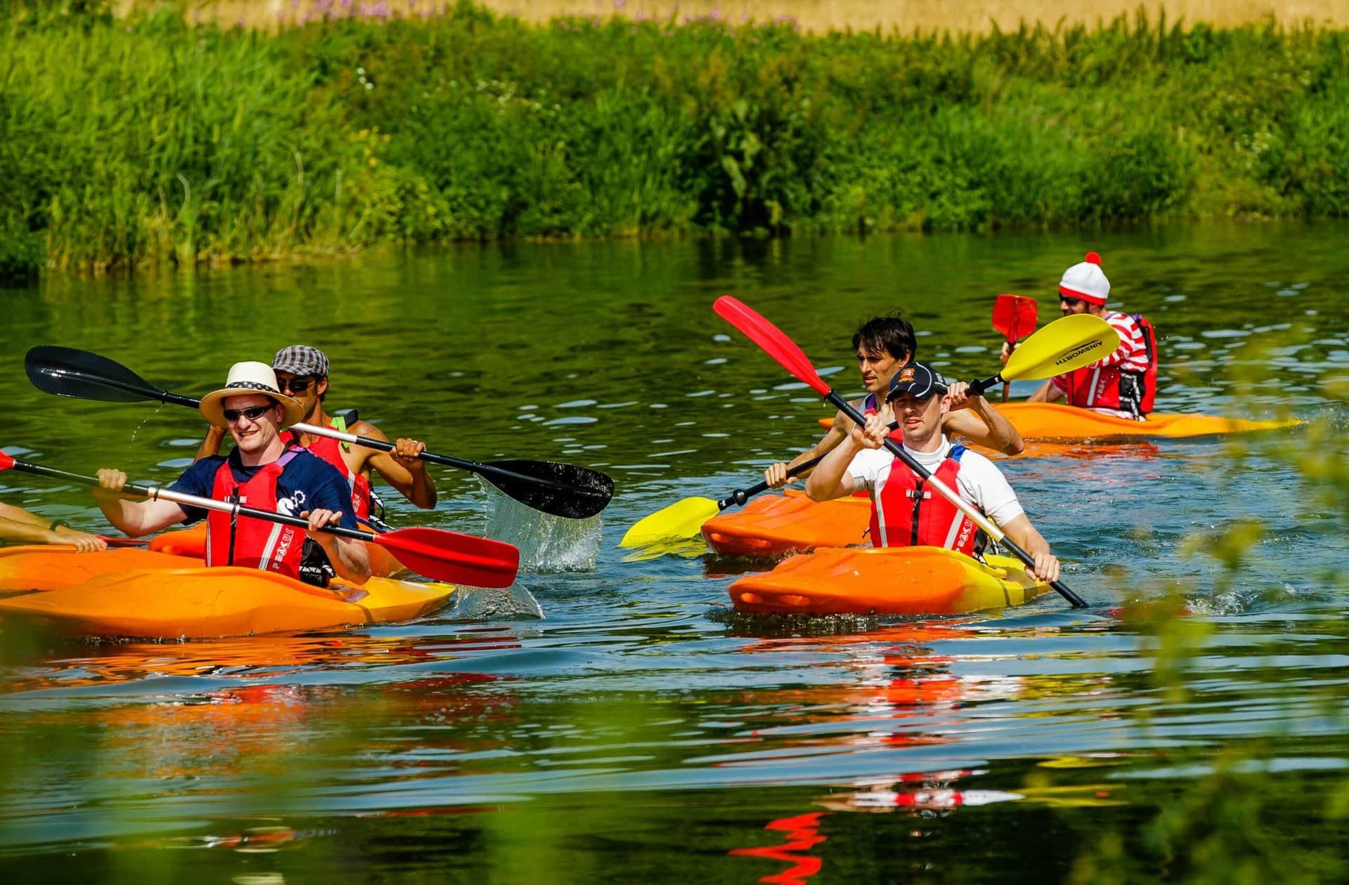 A group of paddlers out on a river
