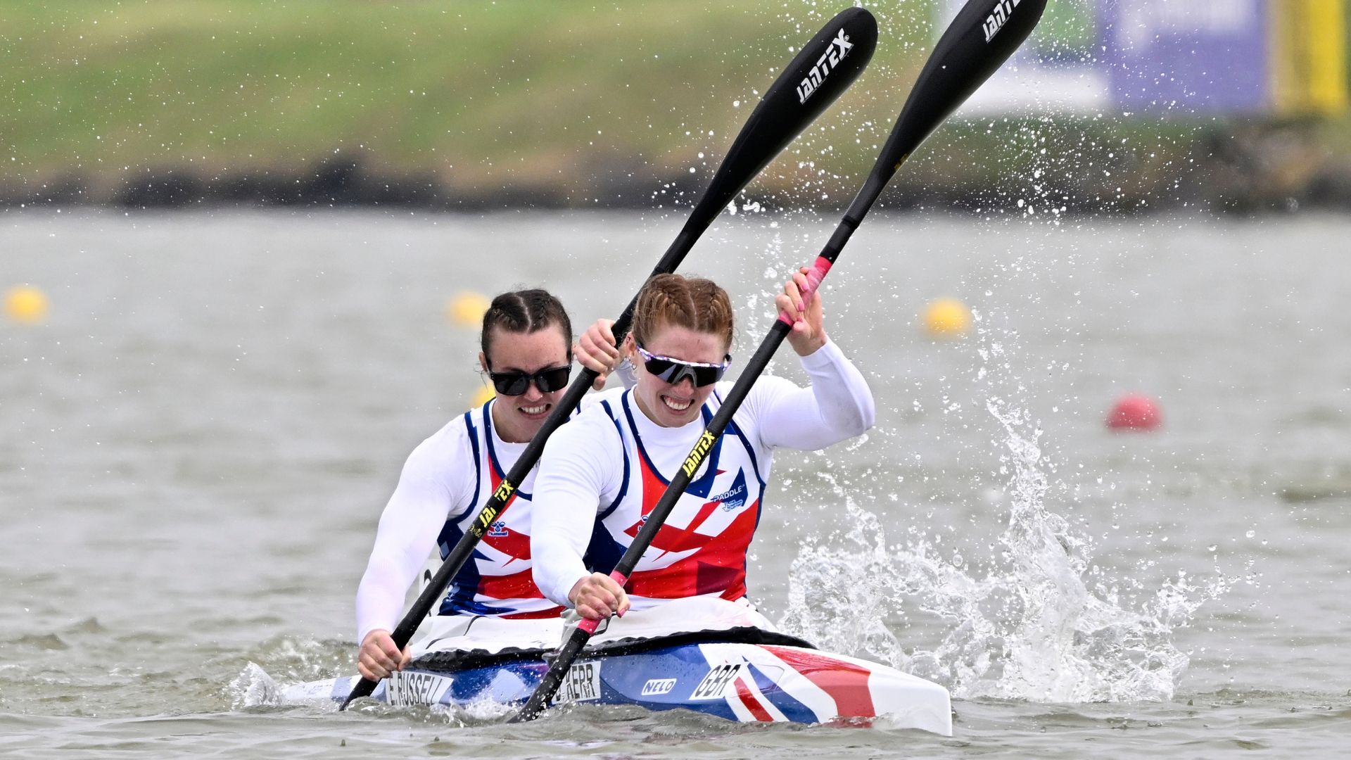 Deborah Kerr & Emma Russell racing a K2 in Szeged