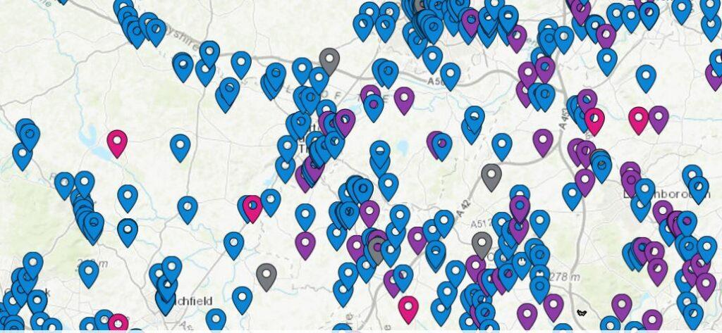 Map showing combined sewer overflows