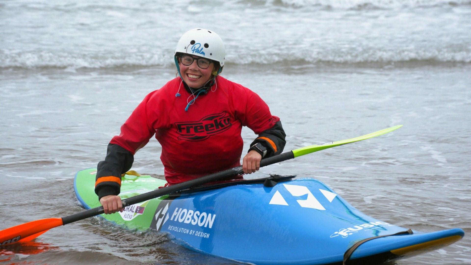 Anna Harper, surf kayaker