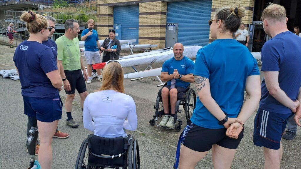 Paracanoe team in conversation with Chris Boardman