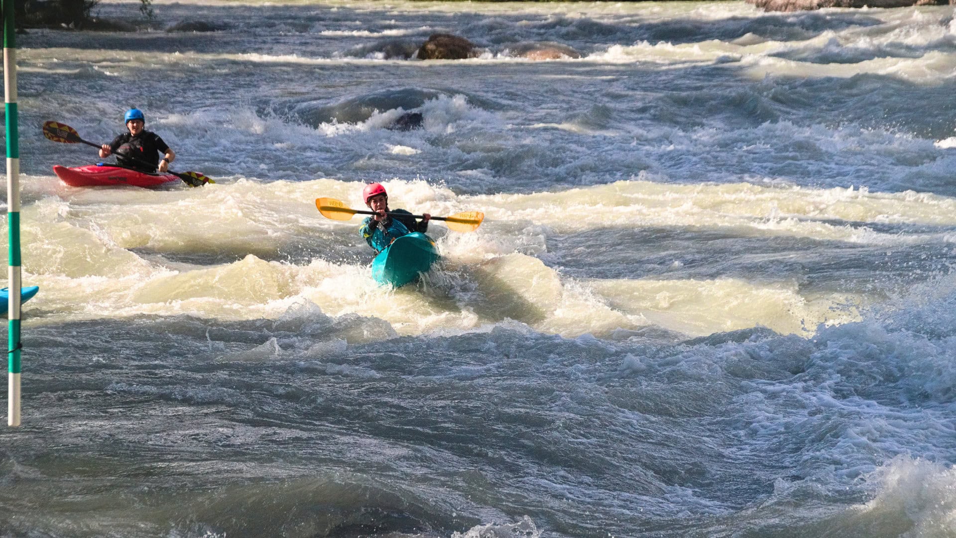 #ShePaddles Ambassador, Eleanor Addison, white water kayaking in the Alps