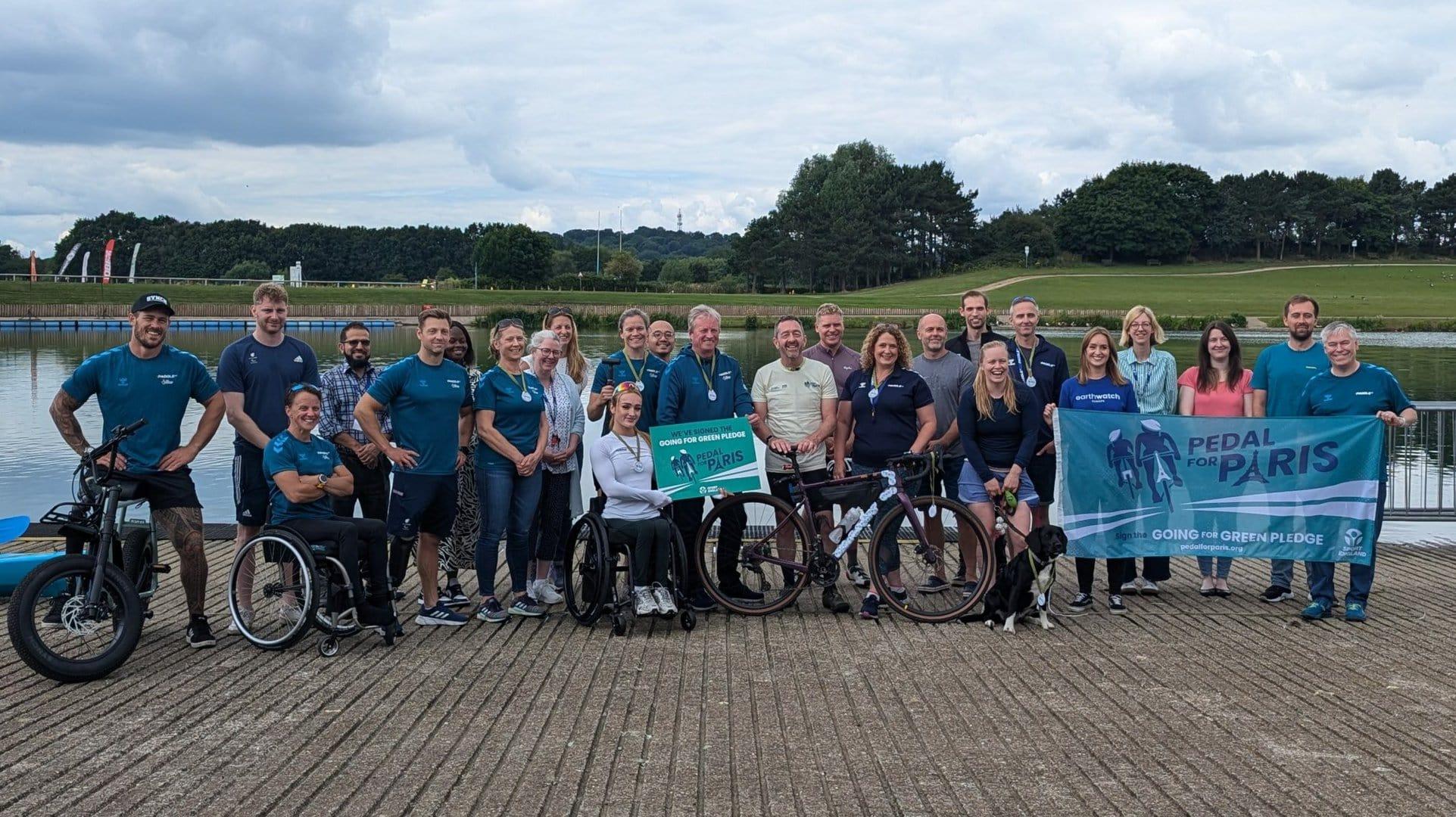 Pedal for Paris and Paddle UK staff at the Regatta Lake in Holme Pierrepont