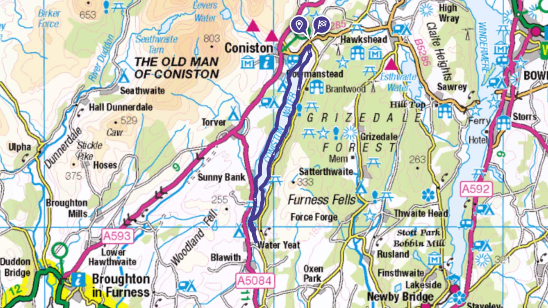 OS Maps route - Lake District