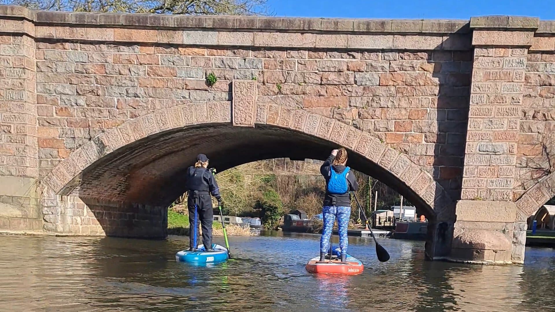 Paddling under Barrow bridge