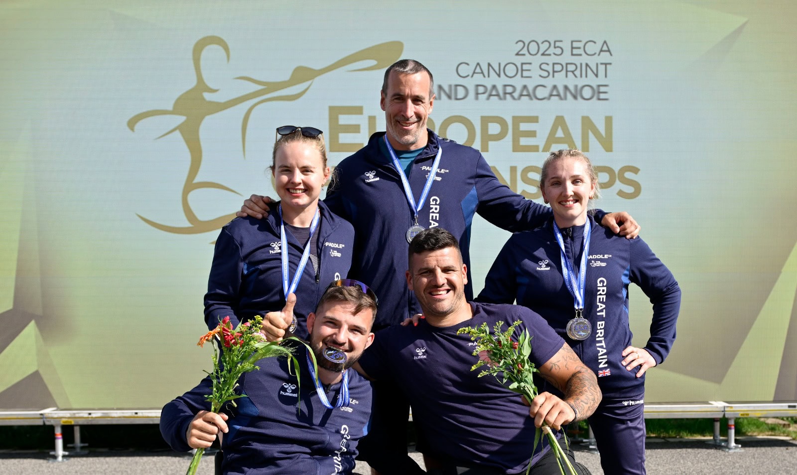 Hope Gordon, Jonny Young, Charlotte Henshaw, Taylor Gouch and Dave Phillipson all look at the camera