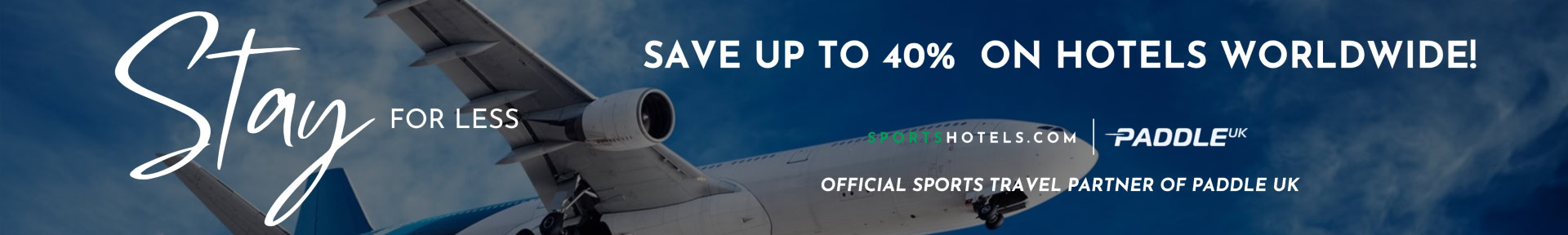 Sport Hotels Banner image with plane taking off.