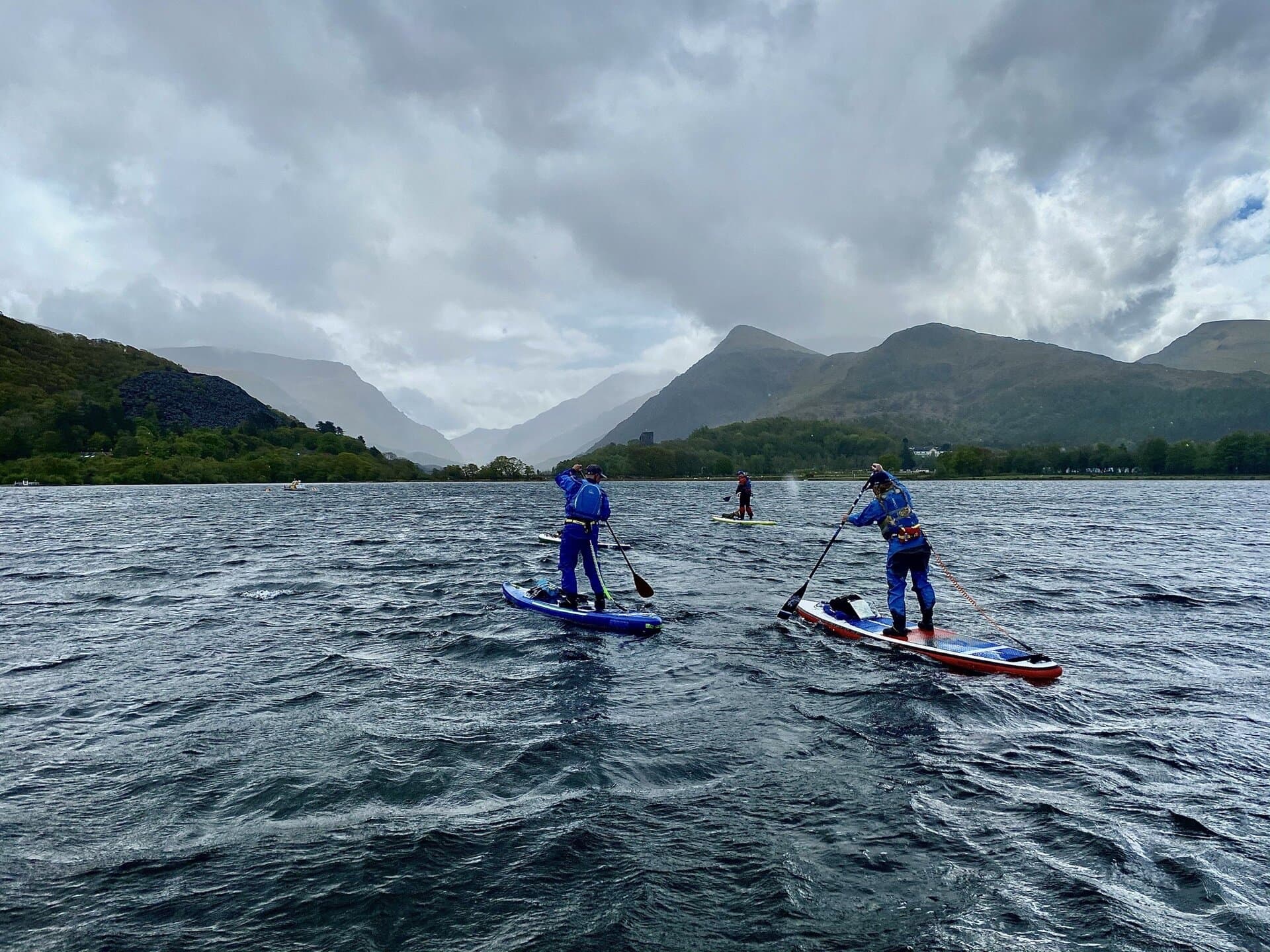 Paddleboards on a lake
