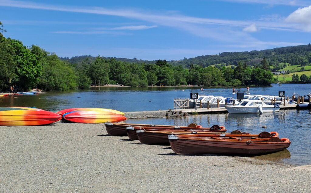 Kayaks and boats at Coniston Pier