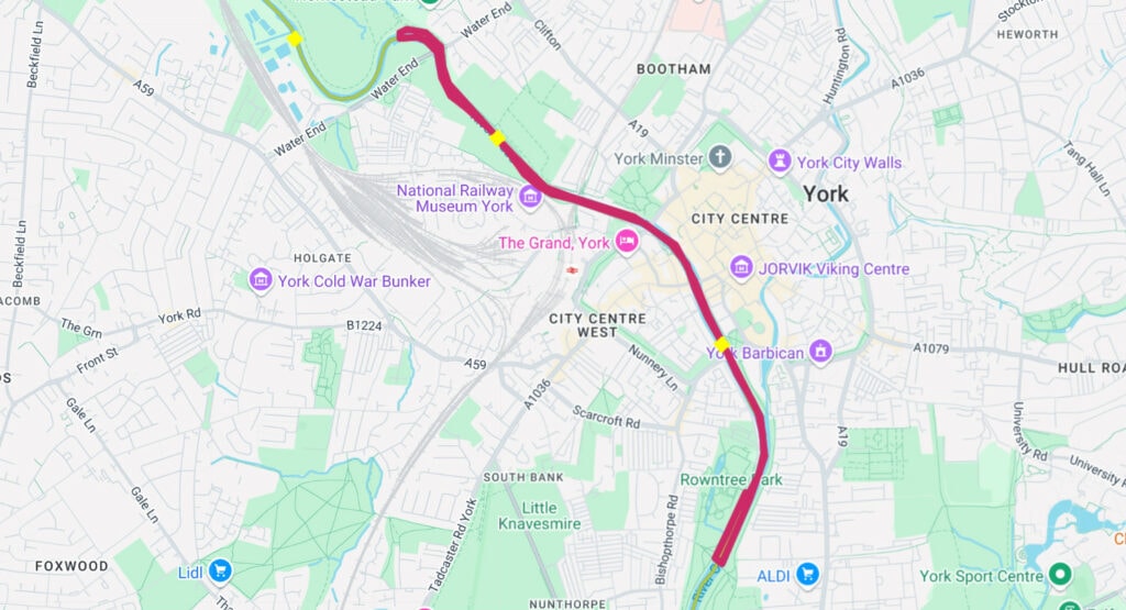 Map of River Ouse paddle trail