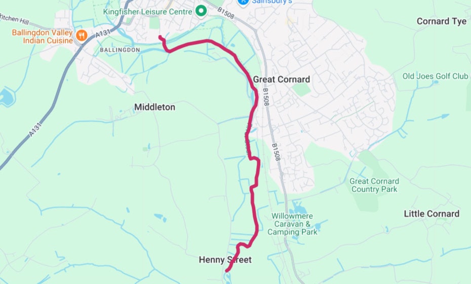 Map of trail from Sudbury to Henny Swan