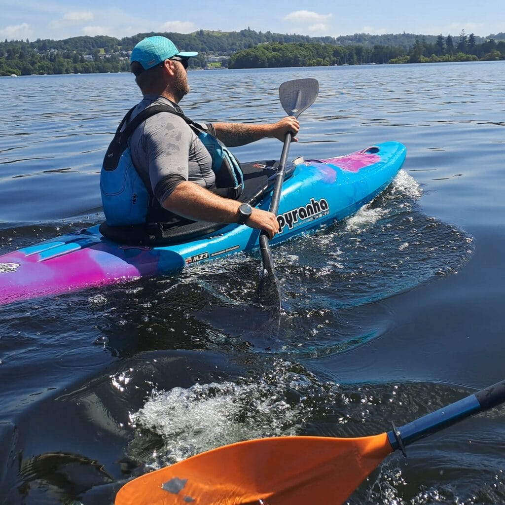 Paddling across Windermere