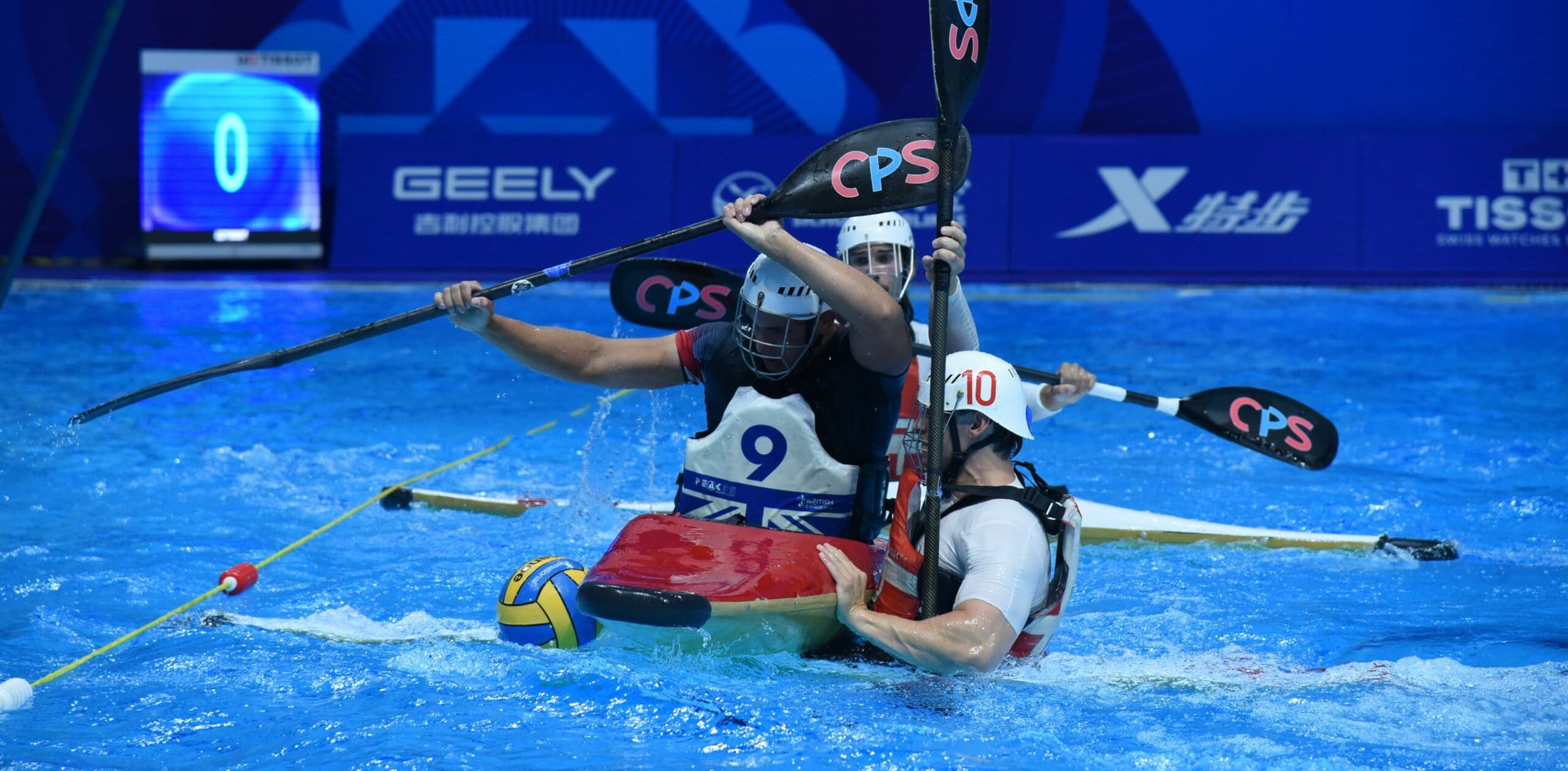 Canoe polo players on a pool