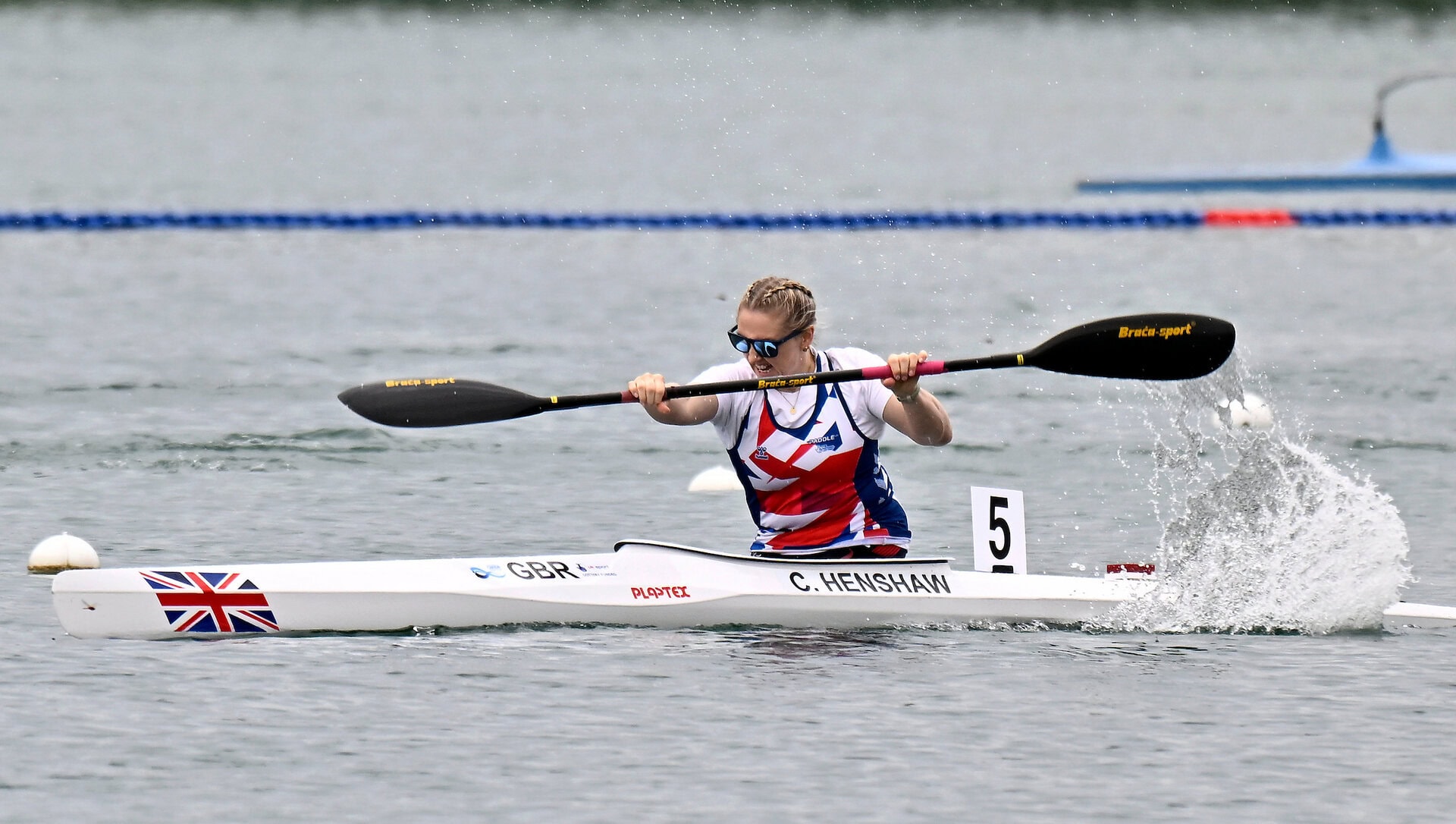 Charlotte Henshaw (GBR) in the Womens KL2 200m during the 2025 Sprint and Para Canoe World Championships at Idroscalo Regatta Course, Italy.