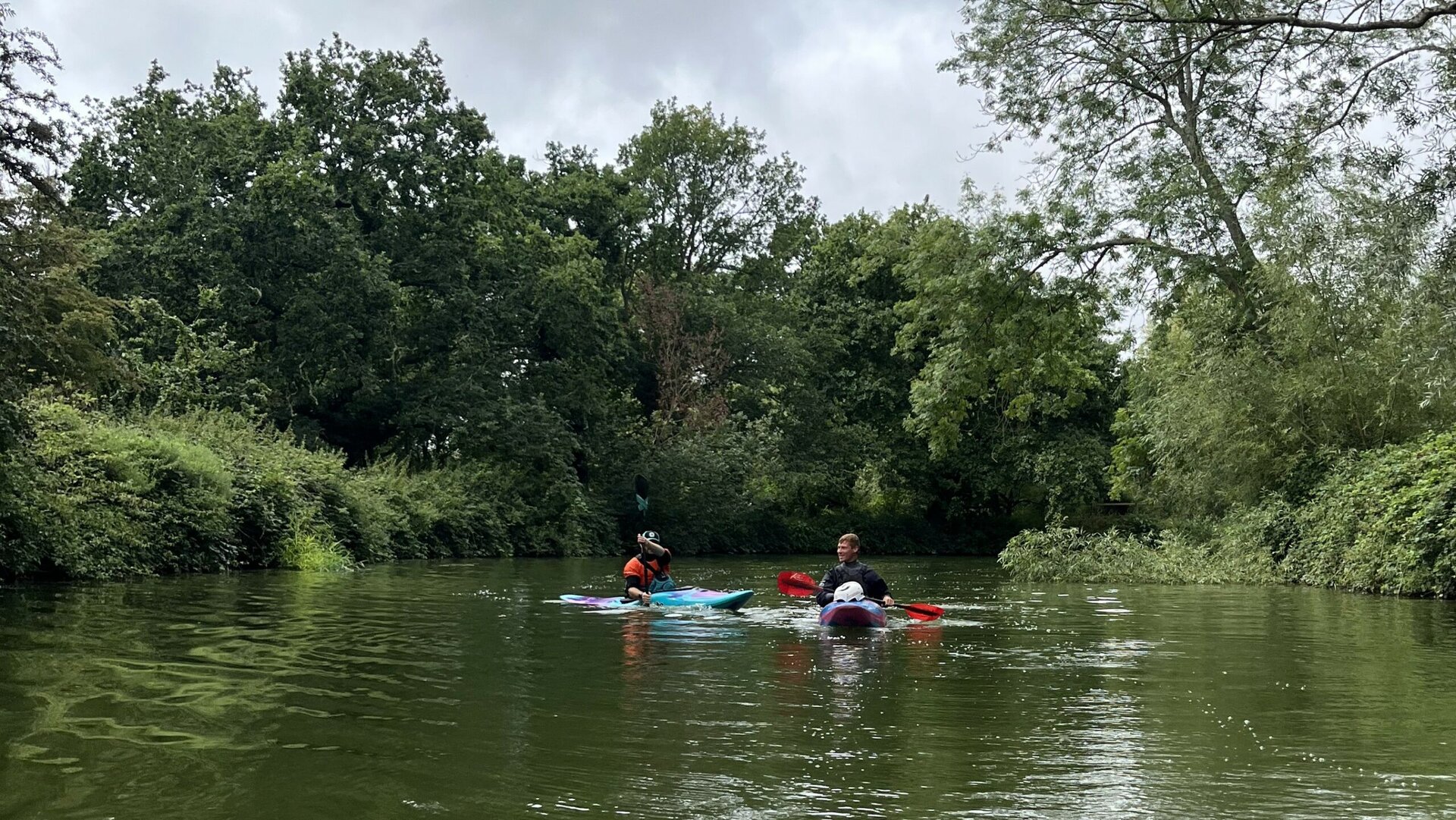 Two paddlers on the River Medway