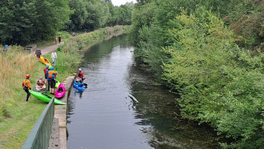 Paddlers on a canal
