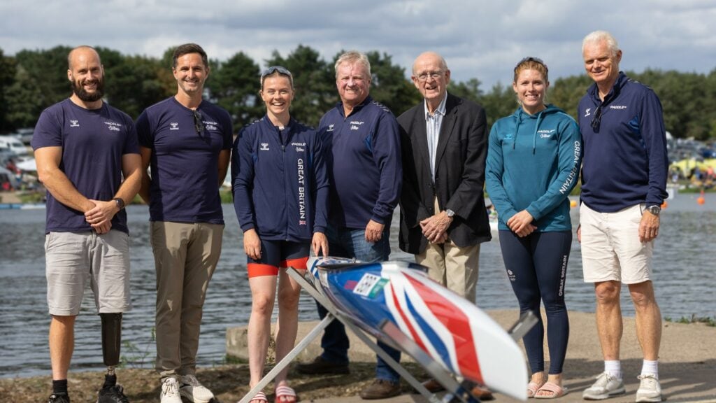 Staff and athletes with councillor Roger Upton