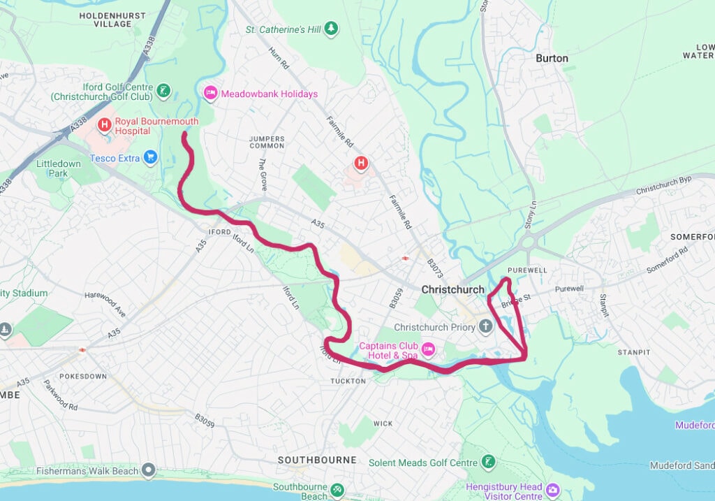 River Stour map Christchurch