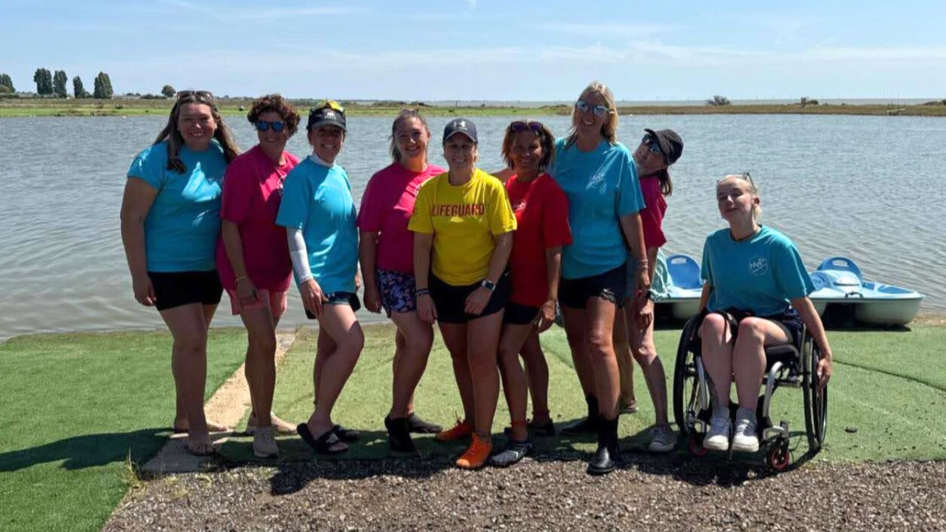 Group of women at Mersea Water Park for the #ShePaddles Weekender 2025