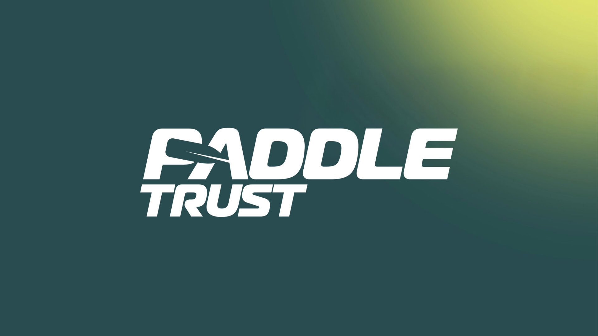 Paddle Trust logo. Green background with yellow gradient in the top right-hand corner.